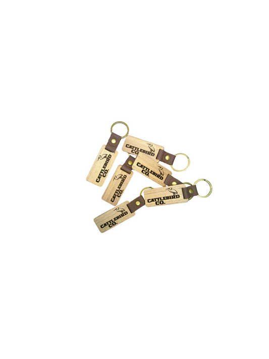 Wood Panel "CattleBird Co." Key Chain